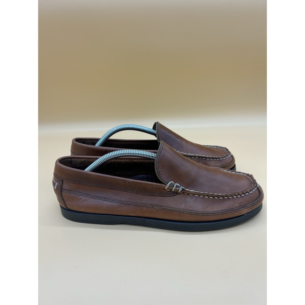 LL Bean‎ Casco Bay Venetian Loafers Men's 9.5 D Brown Leather Moc Slip On 299805